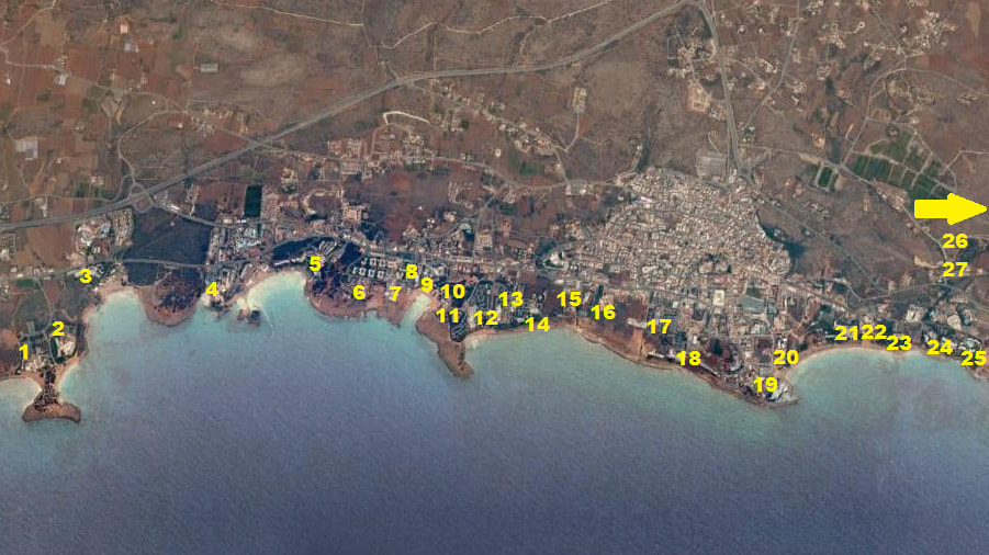 Ayia Napa beachfront hotels location map