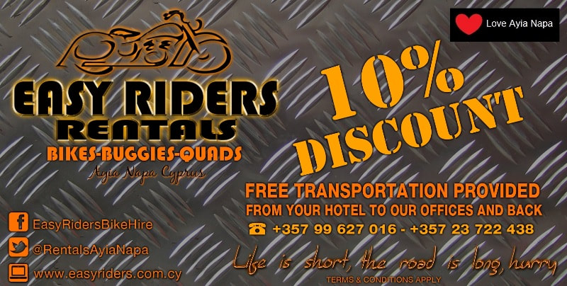 Easy Riders Ayia Napa Discount Coupon