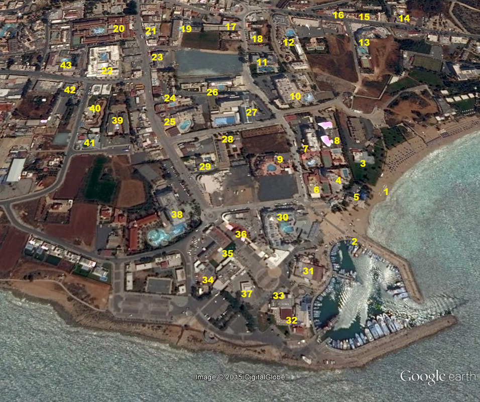 Ayia Napa harbour hotels location map